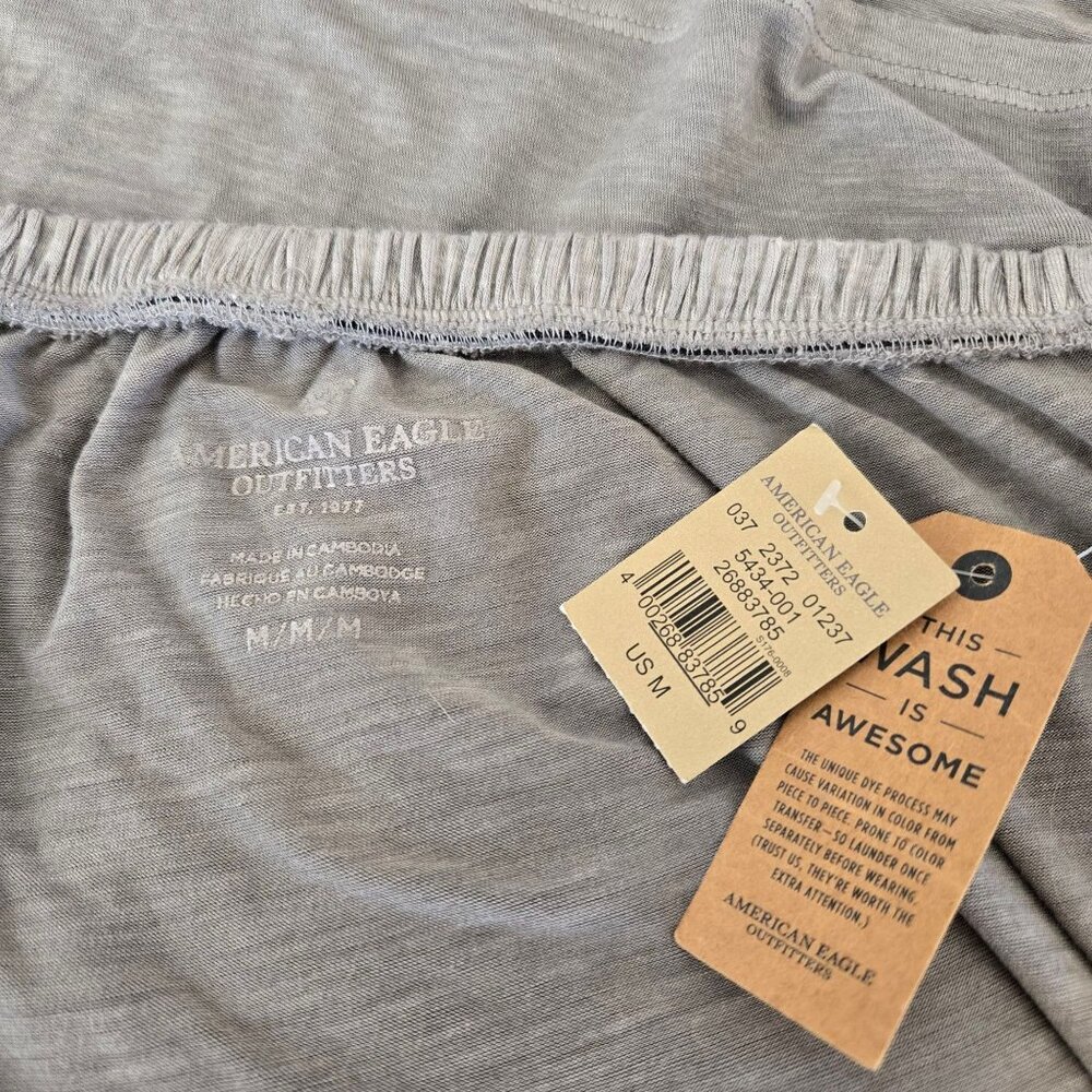 NWT American Eagle Outfitters Ruffle Off-Shoulder 3/4 Sleeve Top Gray Womens M - Picture 6 of 7